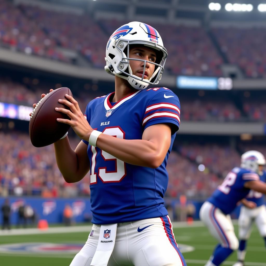 Josh Allen throwing a pass in Madden 23