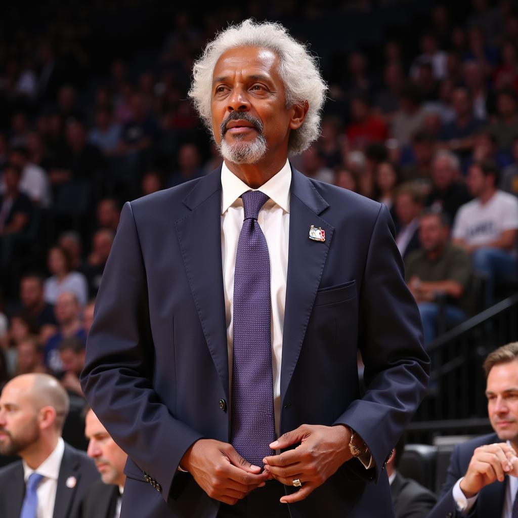 Julius Erving in his later years, still involved in basketball