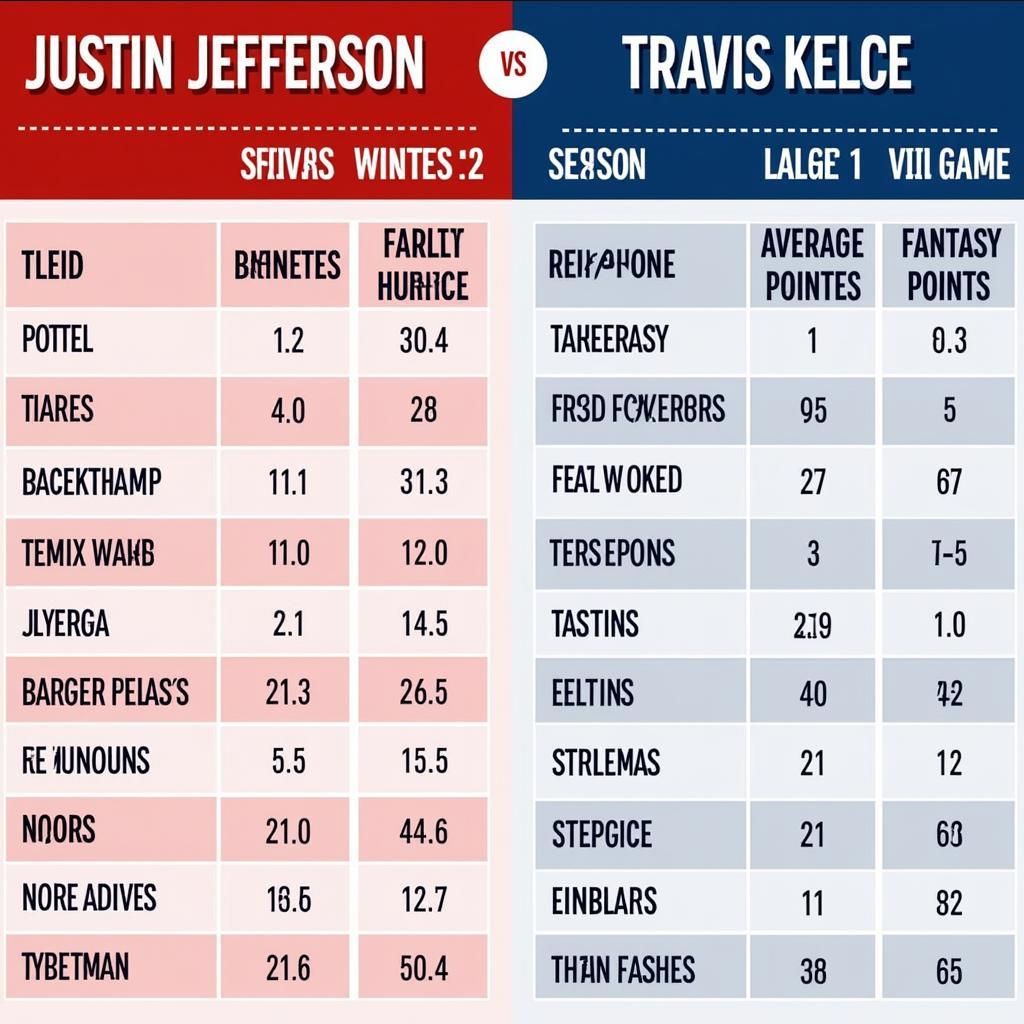 Justin Jefferson and Travis Kelce Stats Comparison