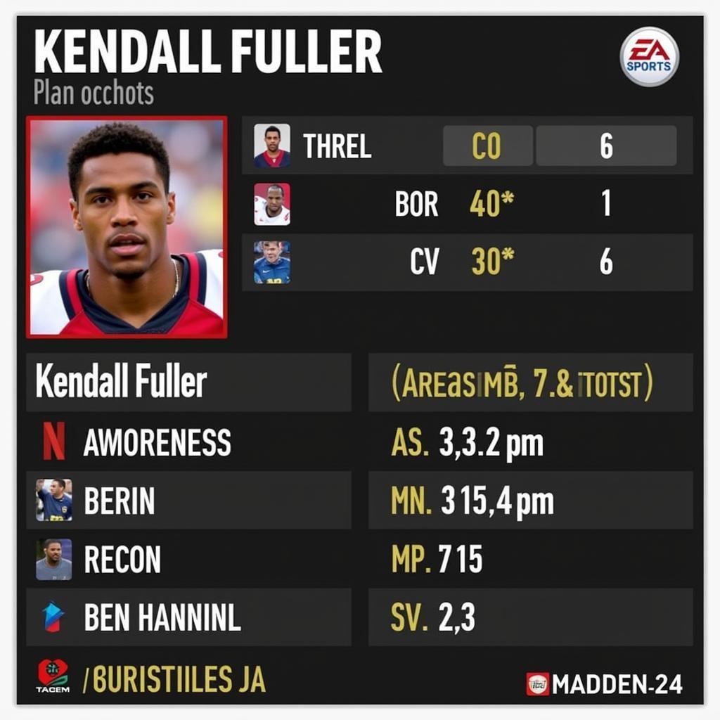 Kendall Fuller's Key Attributes in Madden 24