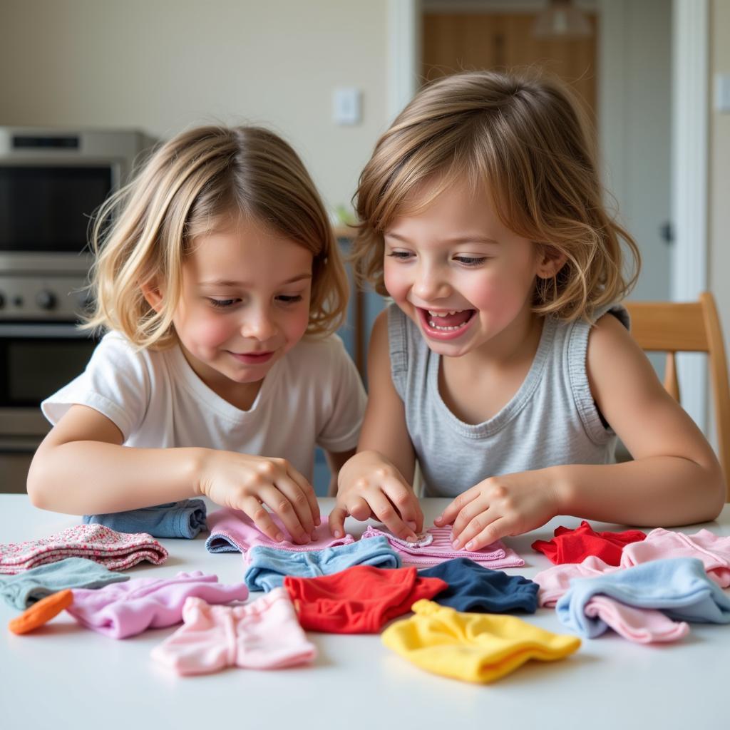 Children Enjoying Laundry Jumble Game