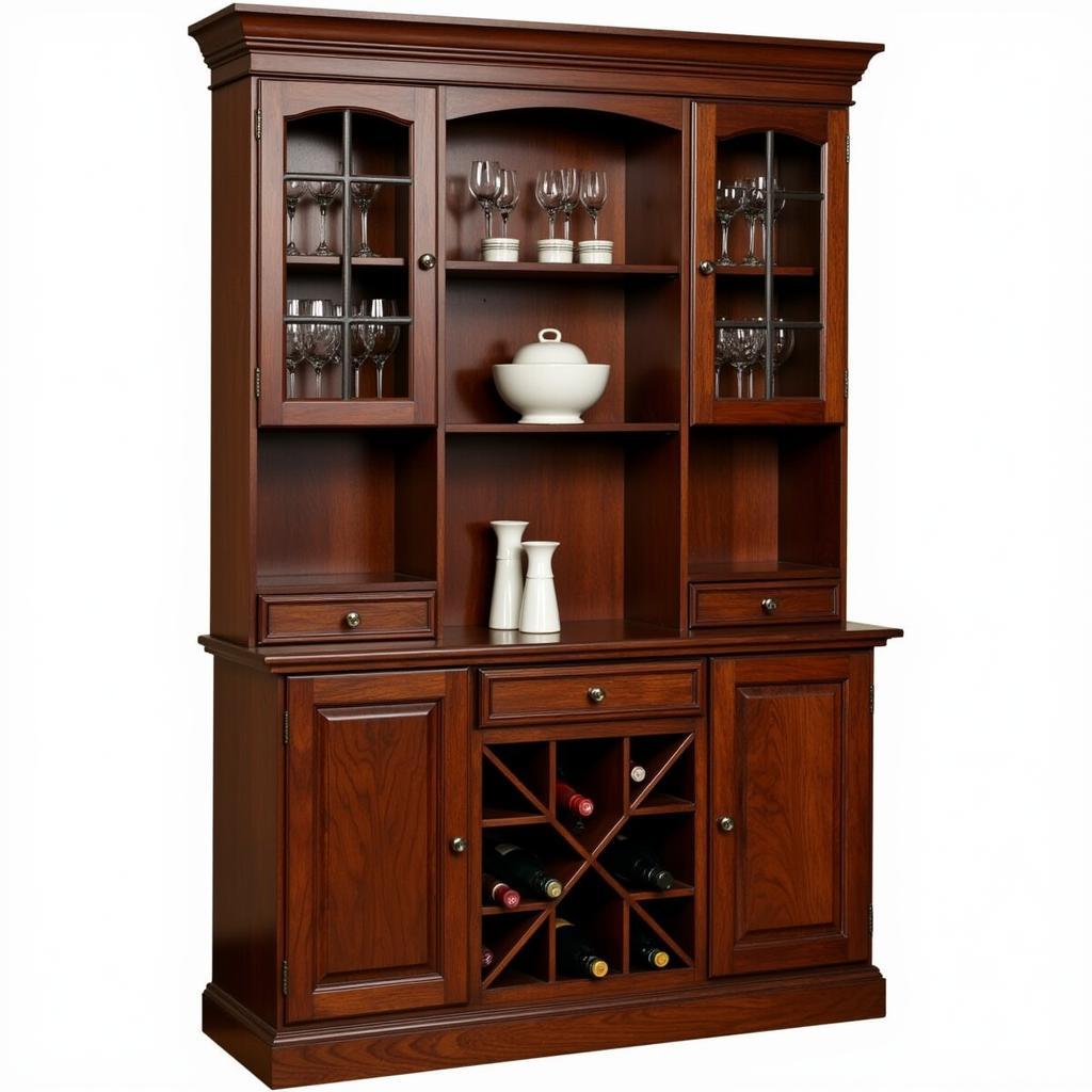 Hutch with Wine Storage and Glass Doors