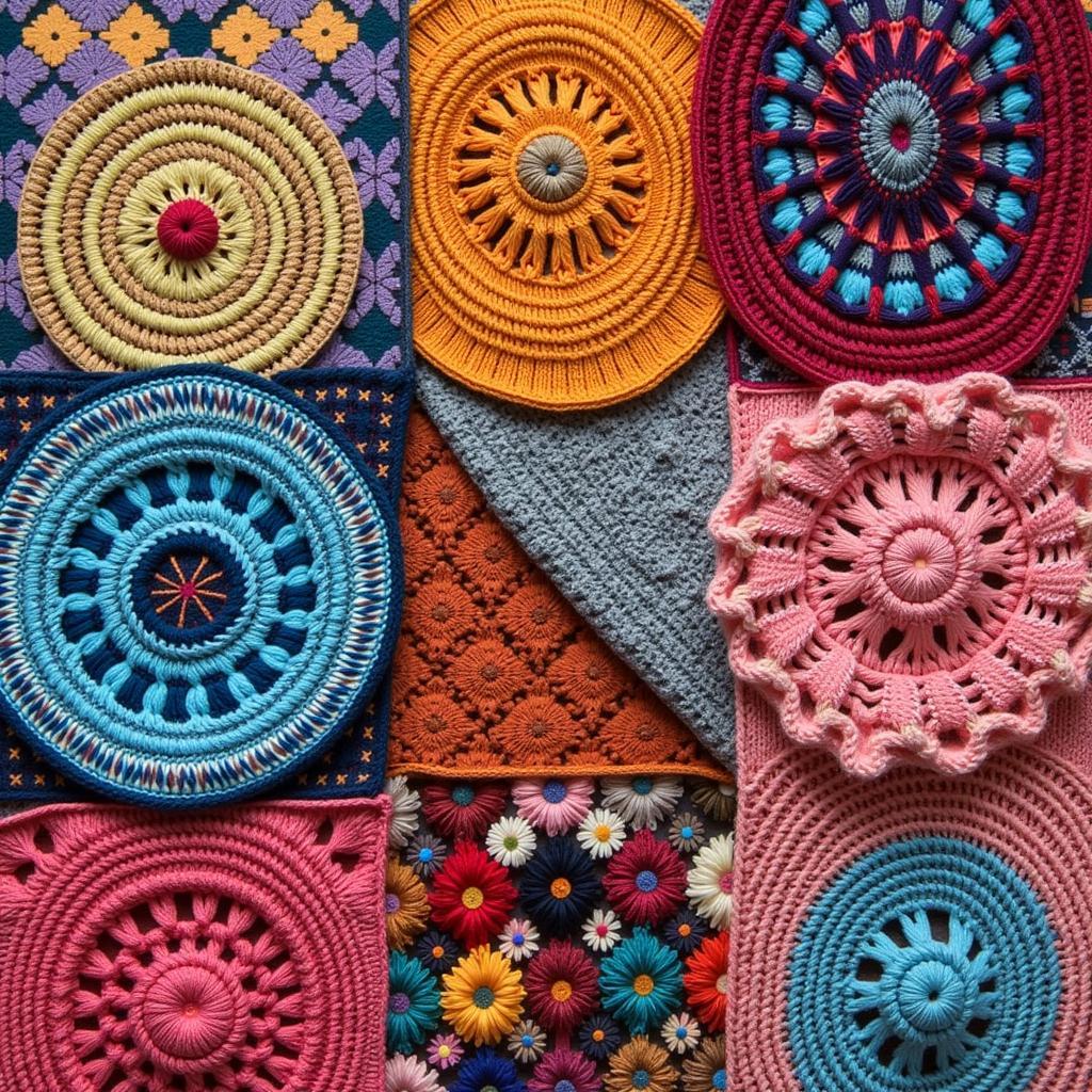 Different knitted rug patterns