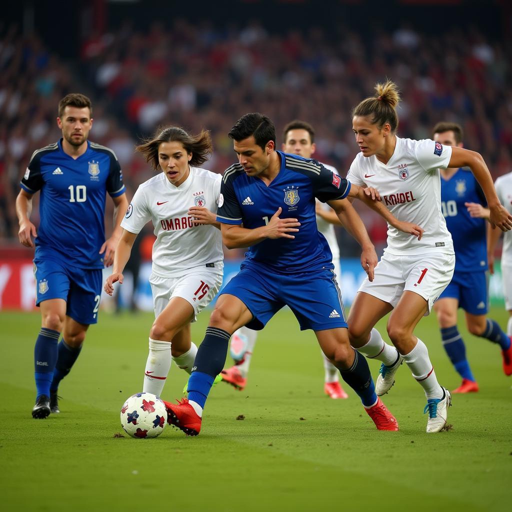 Close-up of Midfielders Battling for Possession in a Kontrol 4-4 Setup