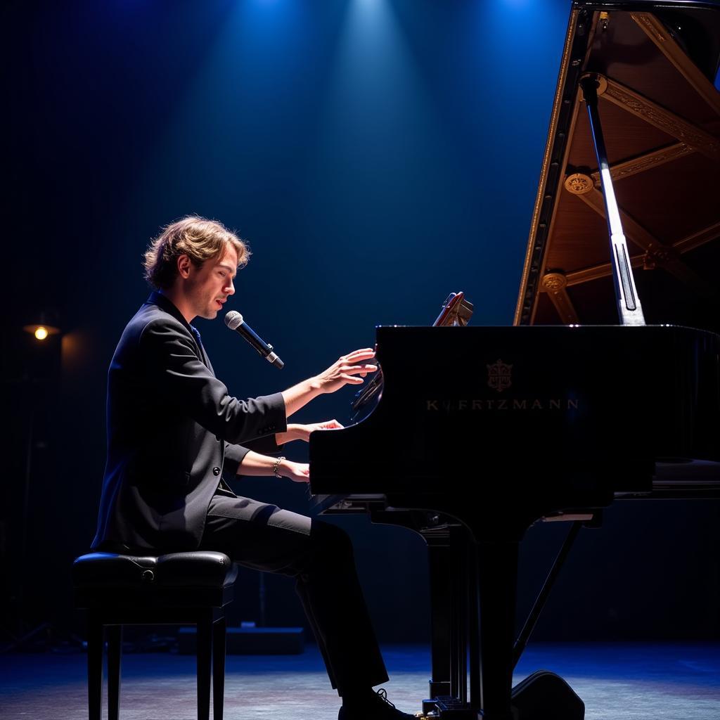 Pianist Performing on a Kurtzmann Grand Piano