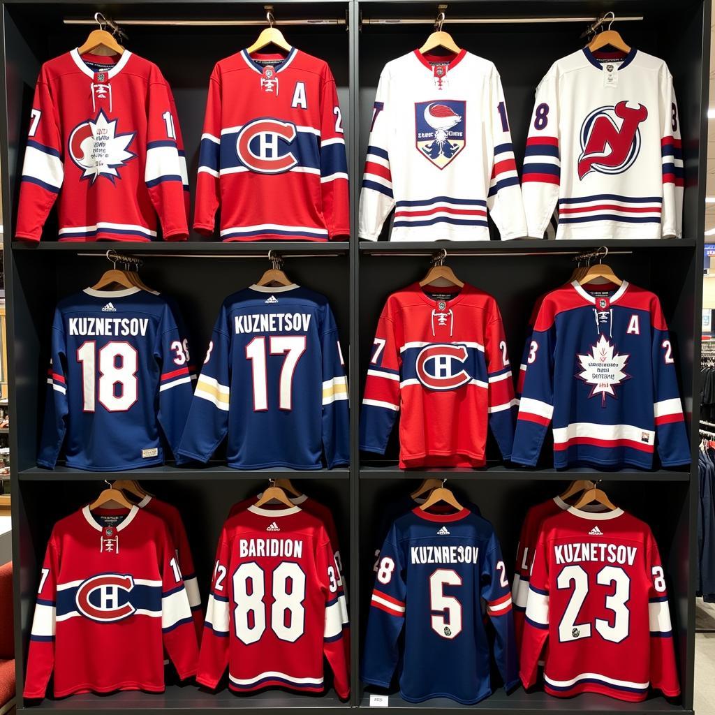 Kuznetsov jerseys in a retail setting