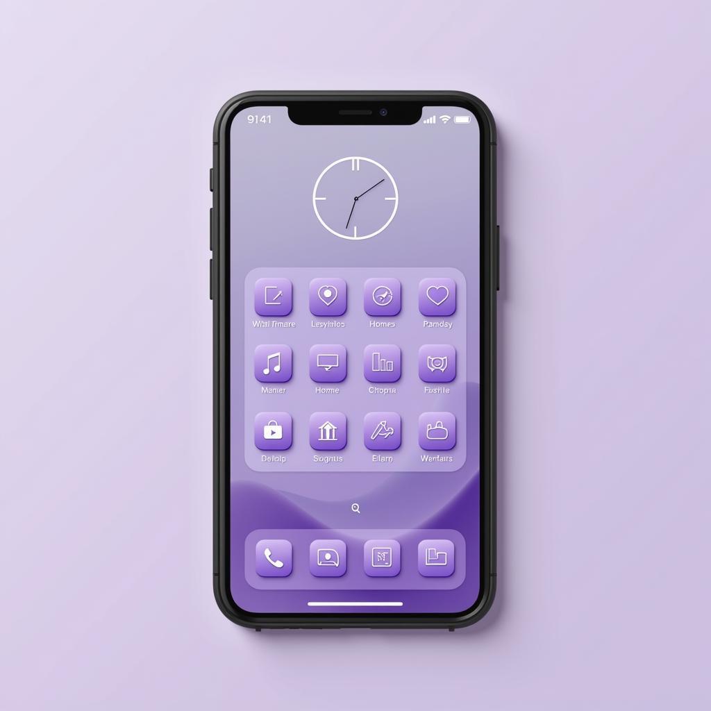  A completed lavender-themed home screen setup