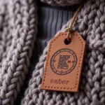 Leather tags add a professional touch to knitted scarves