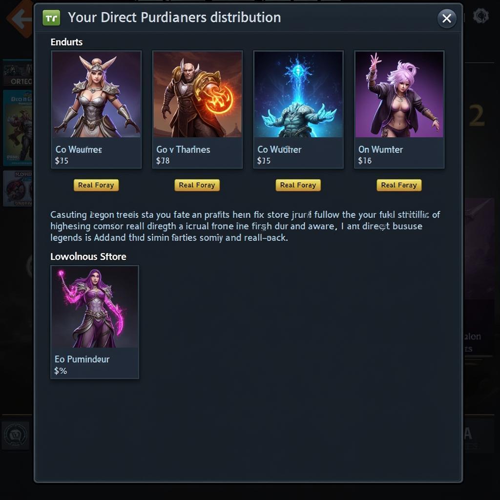 Legends Distribution in In-Game Store