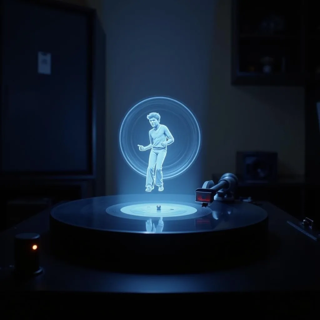 Listening to a Vinyl Record Hologram