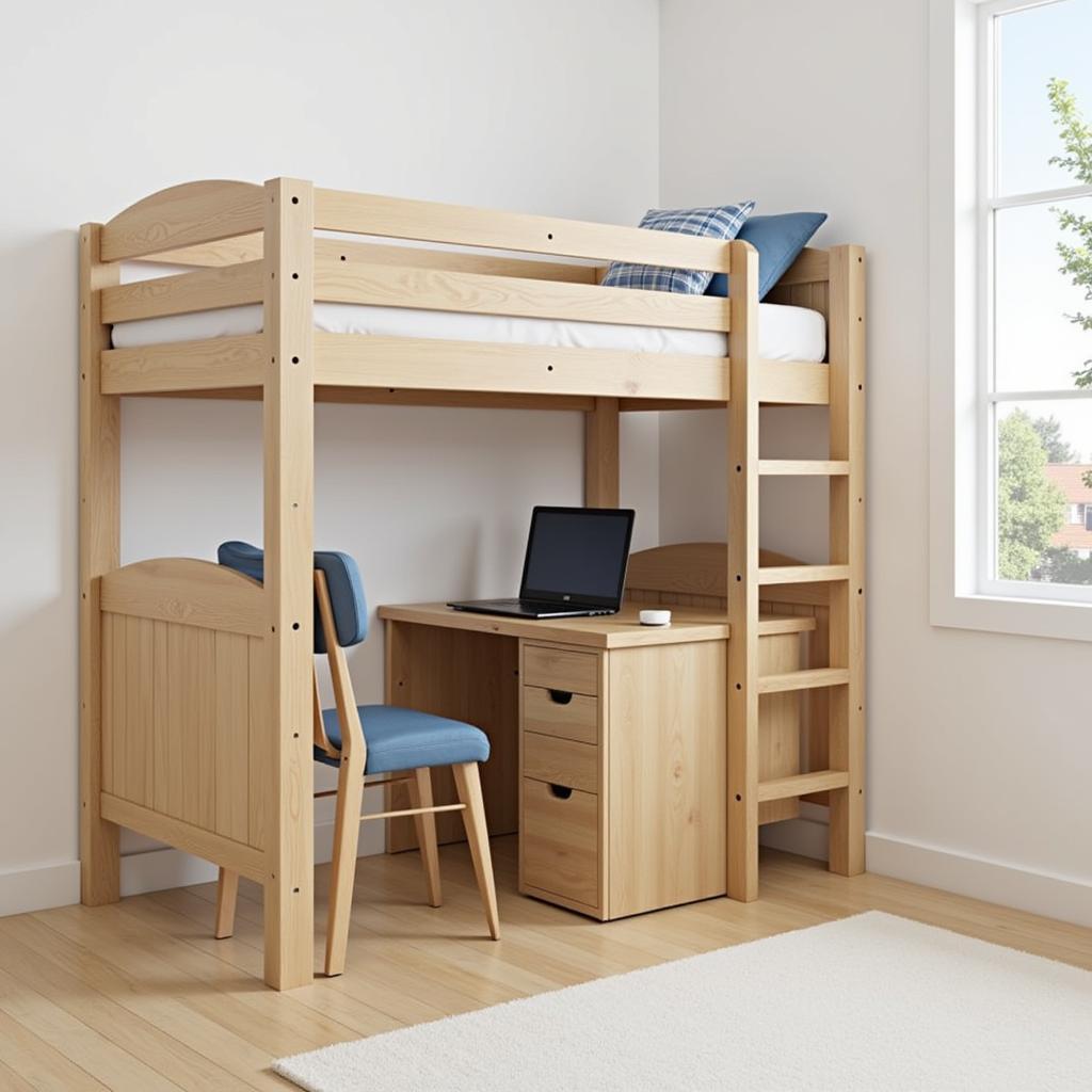 Loft-Style Bunk Bed with Integrated Desk