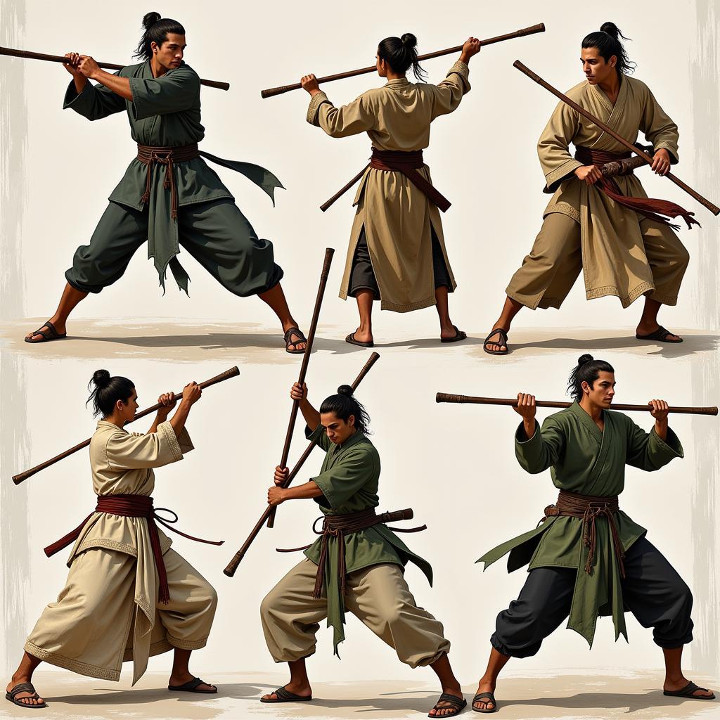 Various Long Staff Fighting Styles