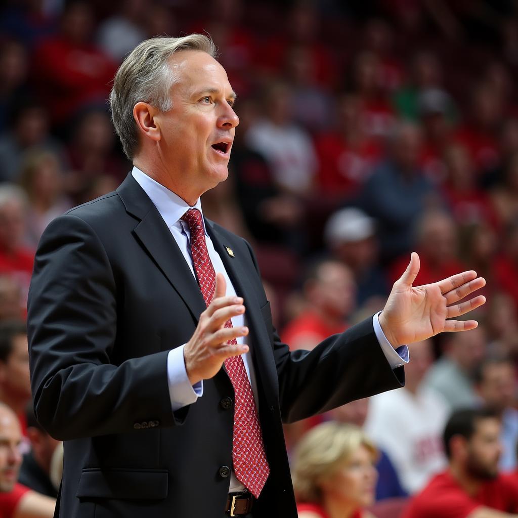 Louisville's head coach delivering a motivational speech to his team