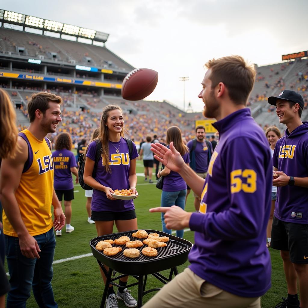 LSU Students Tailgating Before Game at Tiger Stadium