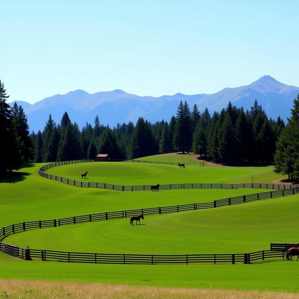 Horse property with lush green pastures in Washington state