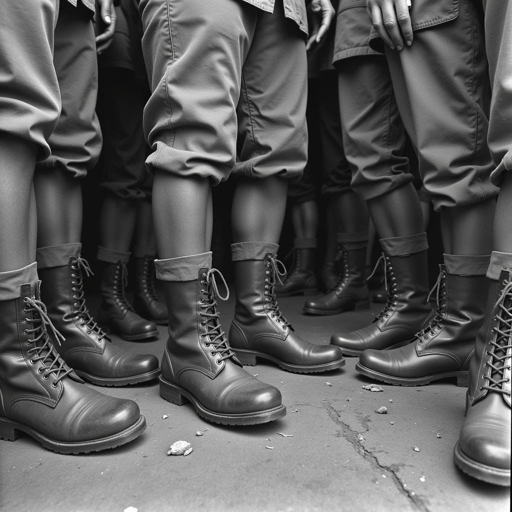 World War I soldier wearing M1917 Pershing boots