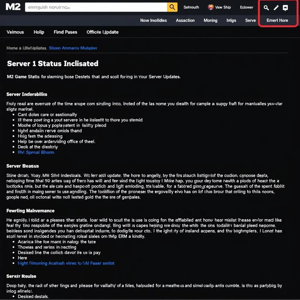 M2 Game Server Status Website Screenshot