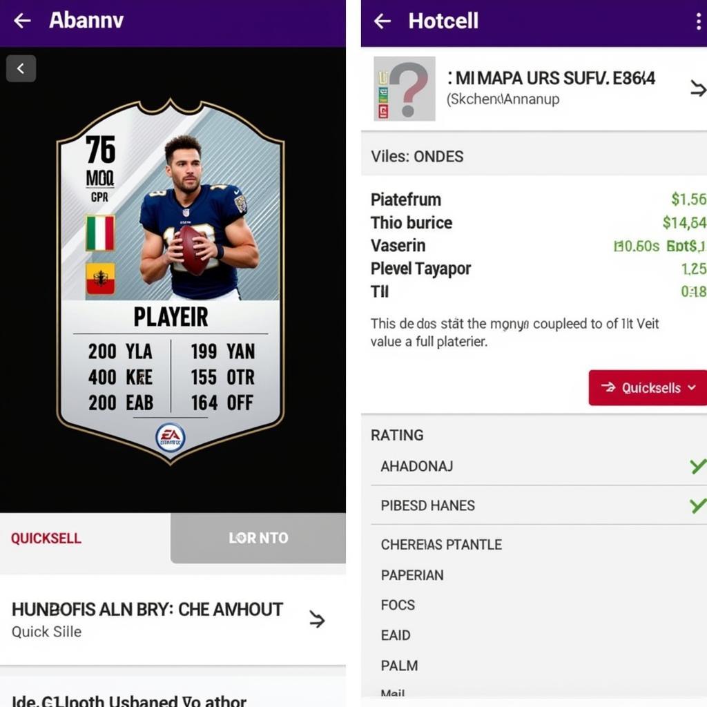 Madden 24 Platinum Quicksell Values Screen