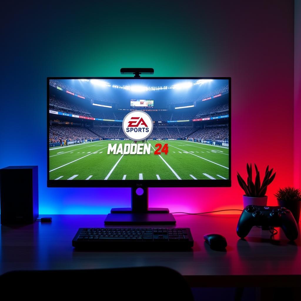 A Gamer's Setup Featuring Madden 24 Elements