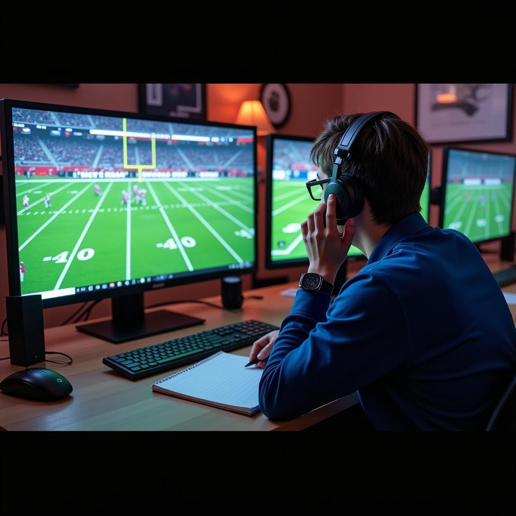 Madden player analyzing gameplay footage