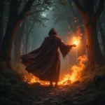 A mage unleashing a powerful fire spell