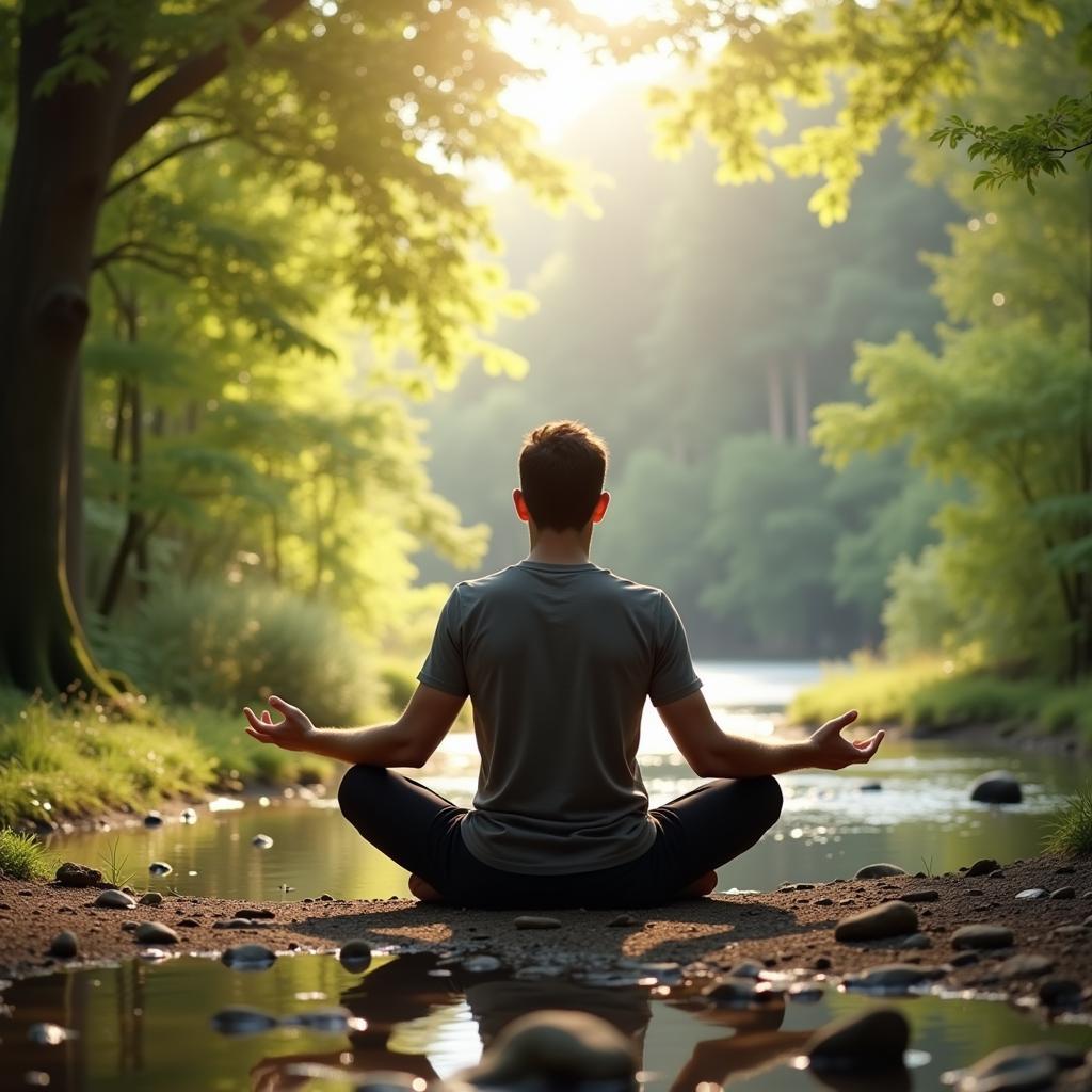 Man practicing mindfulness meditation