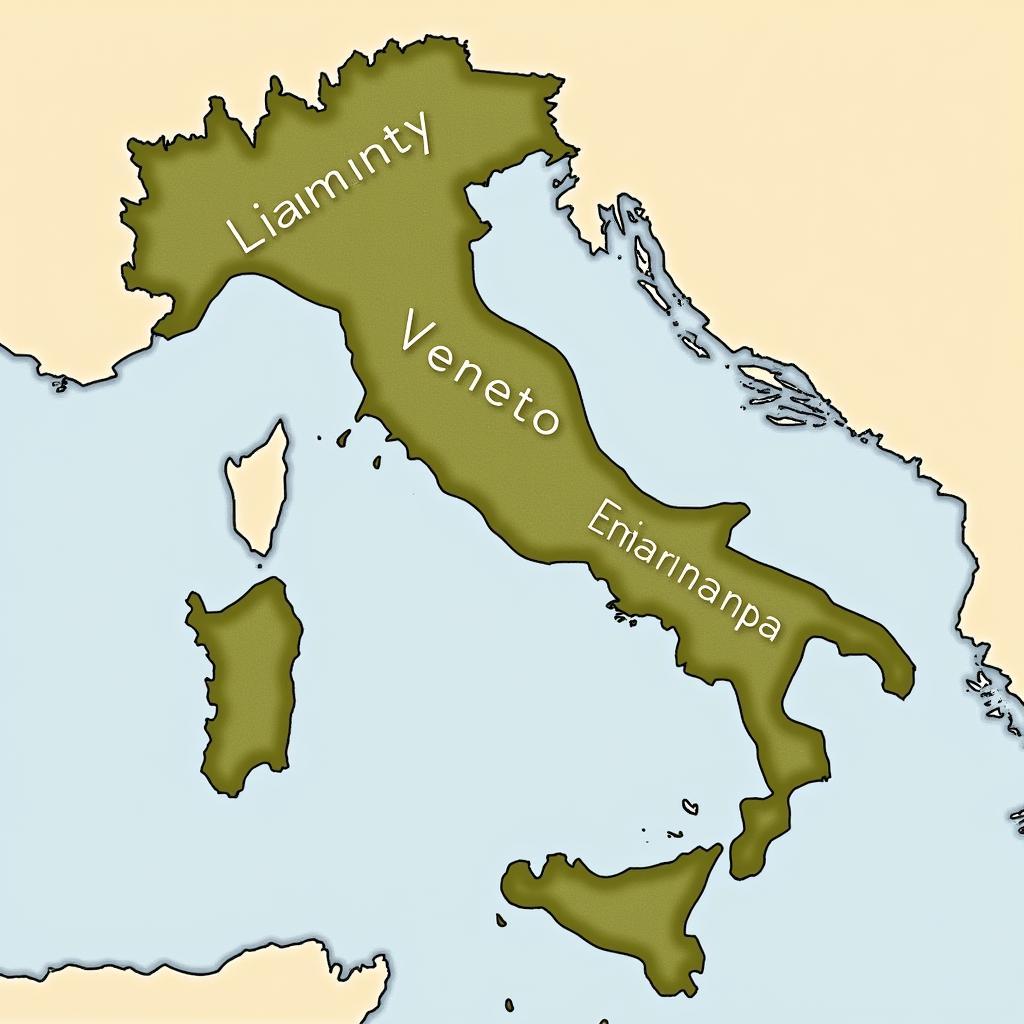 Map Depicting Bianchetti Surname Concentration in Italy