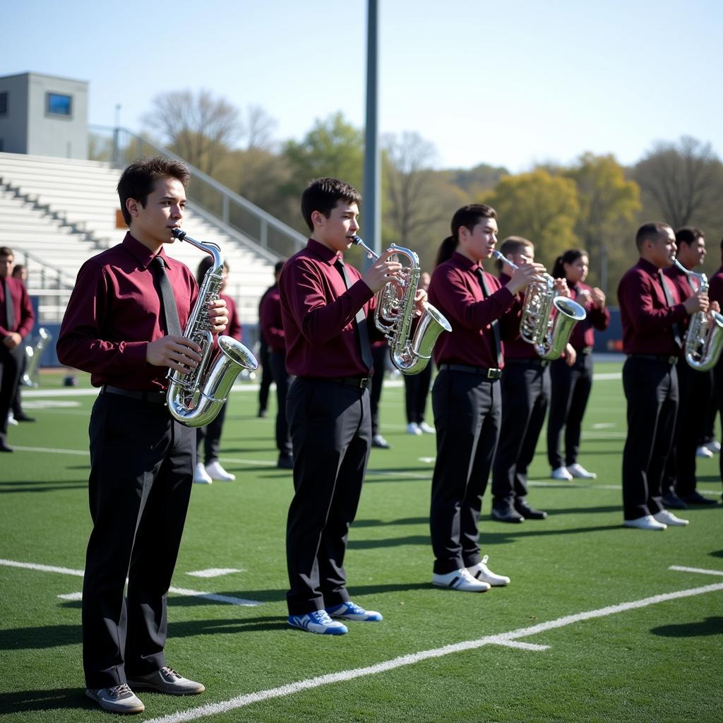 Marching Band Students Practicing