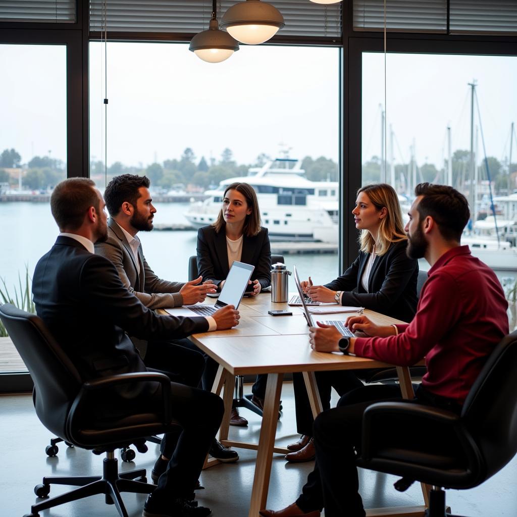 Business professionals having a meeting in a Marina Del Rey office