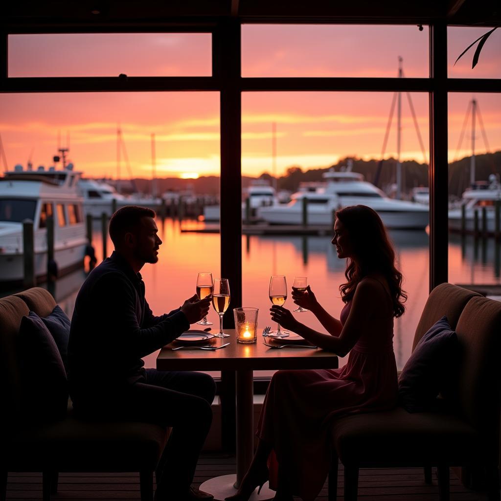 Romantic Dinner at a Restaurant with Marina Sunset View