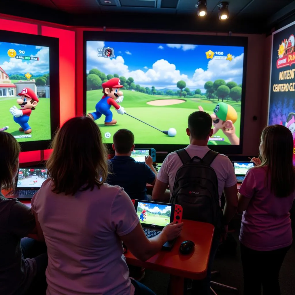 Image of five people playing Mario Golf: Super Rush on Nintendo Switch