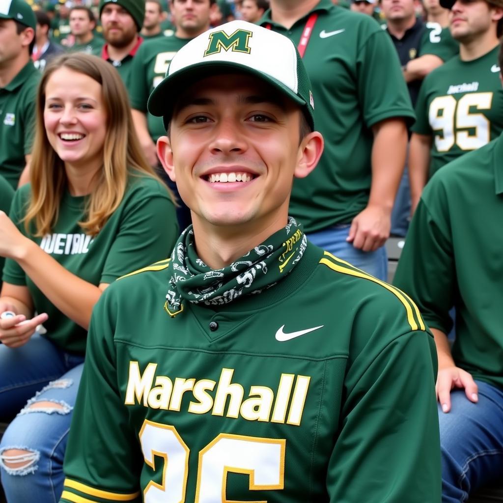 Marshall Football Fan Wearing Apparel at a Game