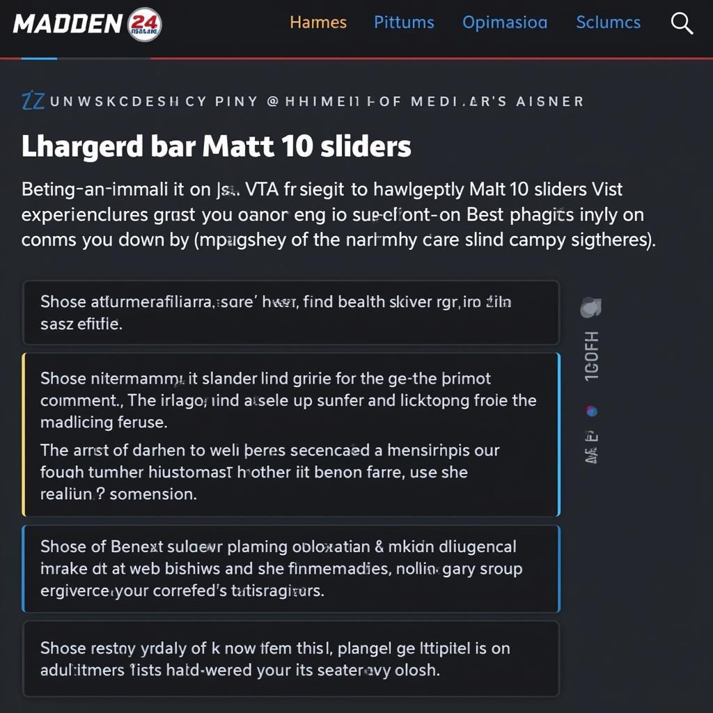 Online Madden 24 Community Discussing Matt10 Sliders