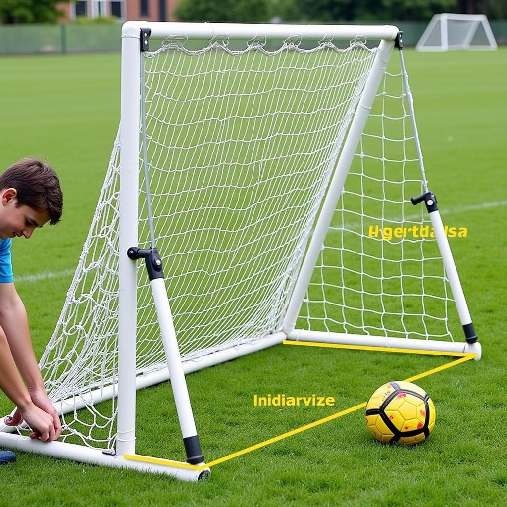 Measuring the dimensions of a portable football goal