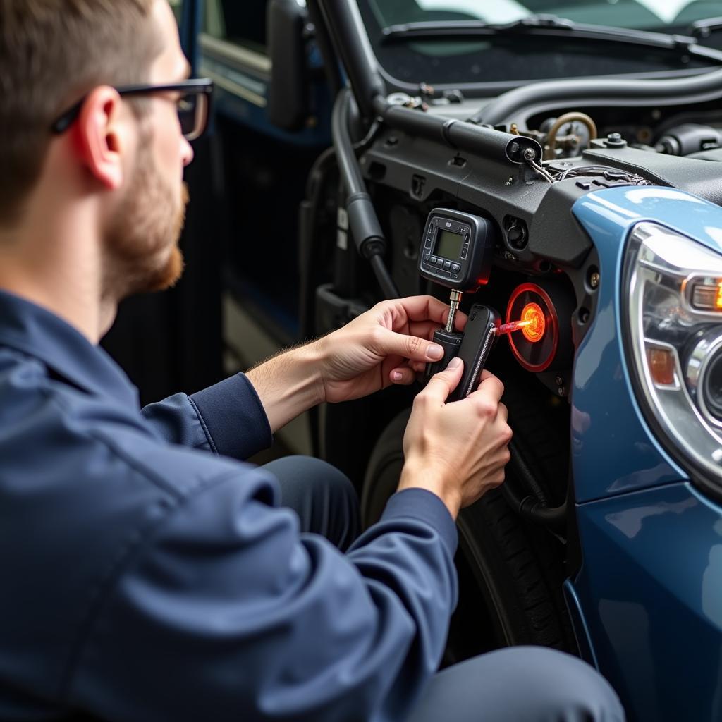 Mechanic Examining Car Wiring