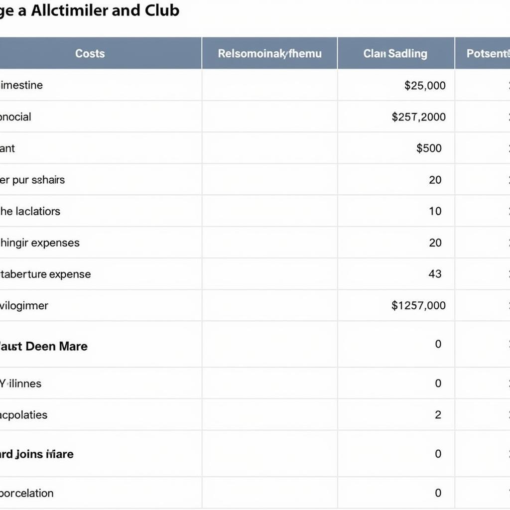 Budgeting for a membership club