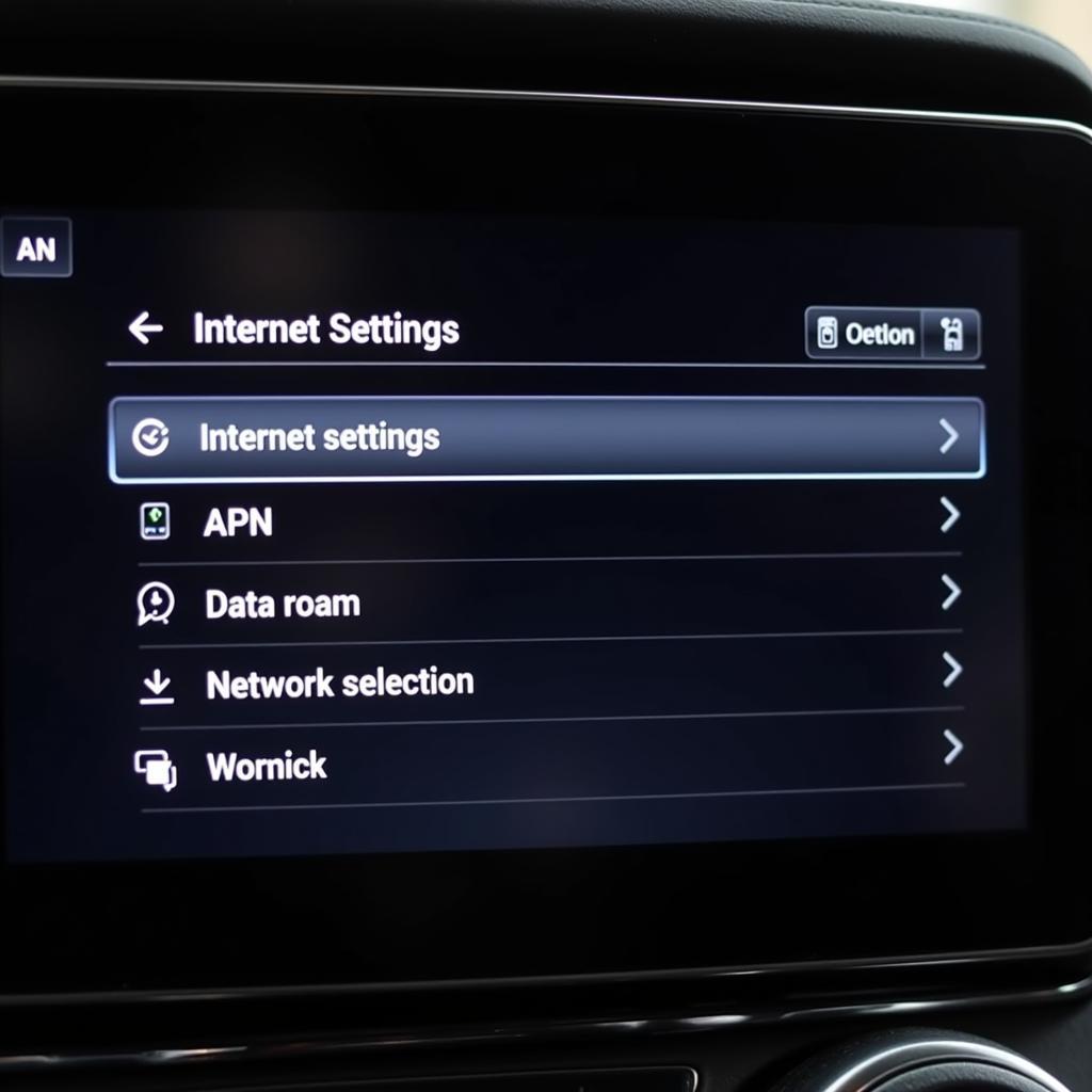 Mercedes internet settings screen on the MBUX system