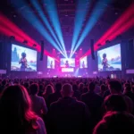 Gamers gather at the main stage of Merge Festival