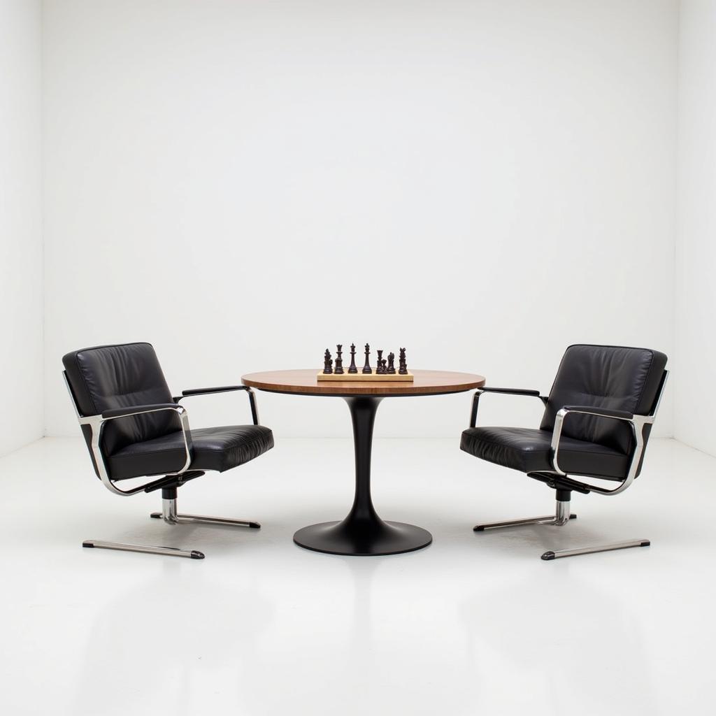 Modern Metal and Leather Chess Chairs