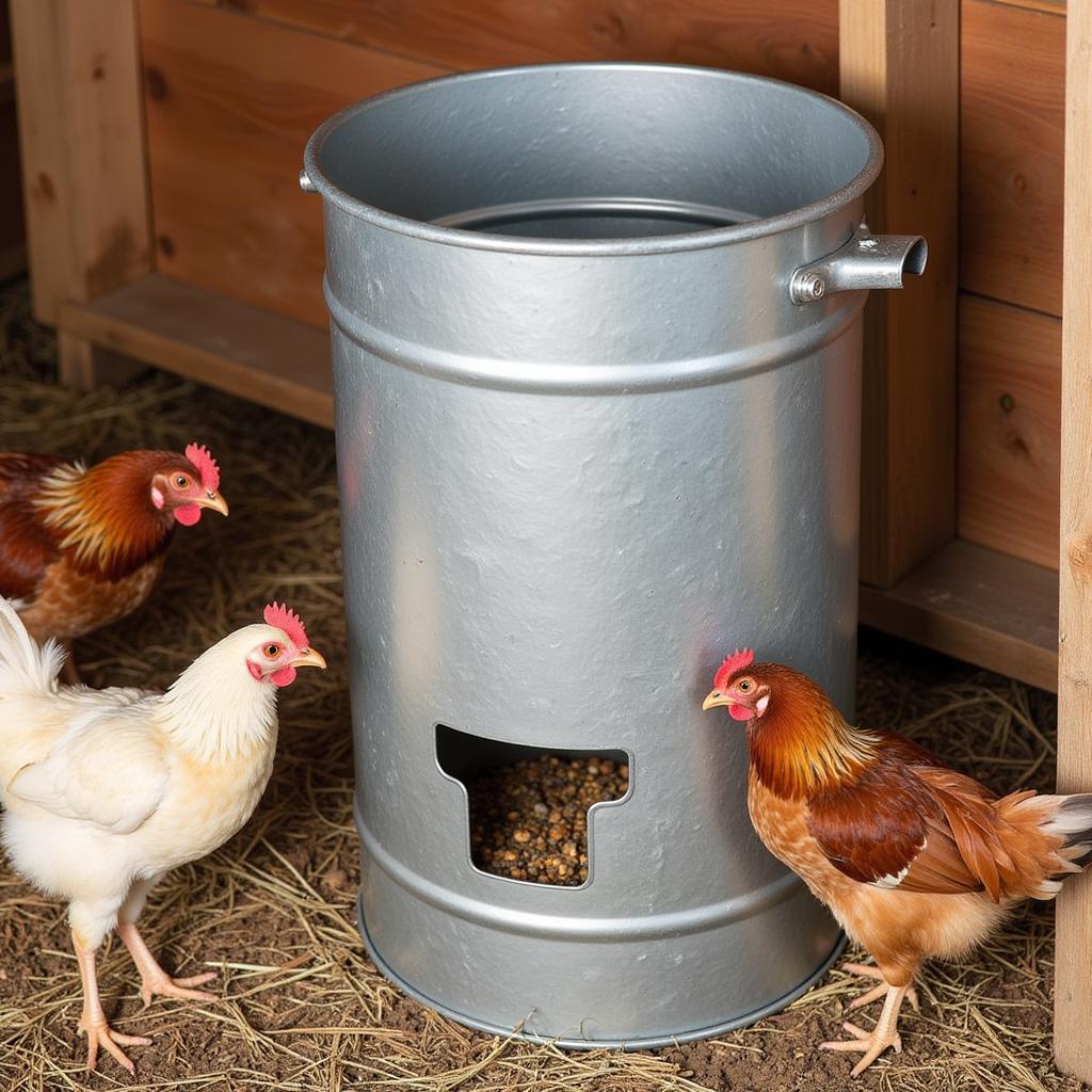 Metal Small Feed Bin in Use