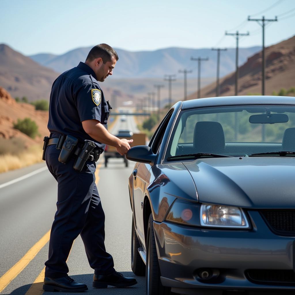 Mexican Police Conducting a Traffic Stop