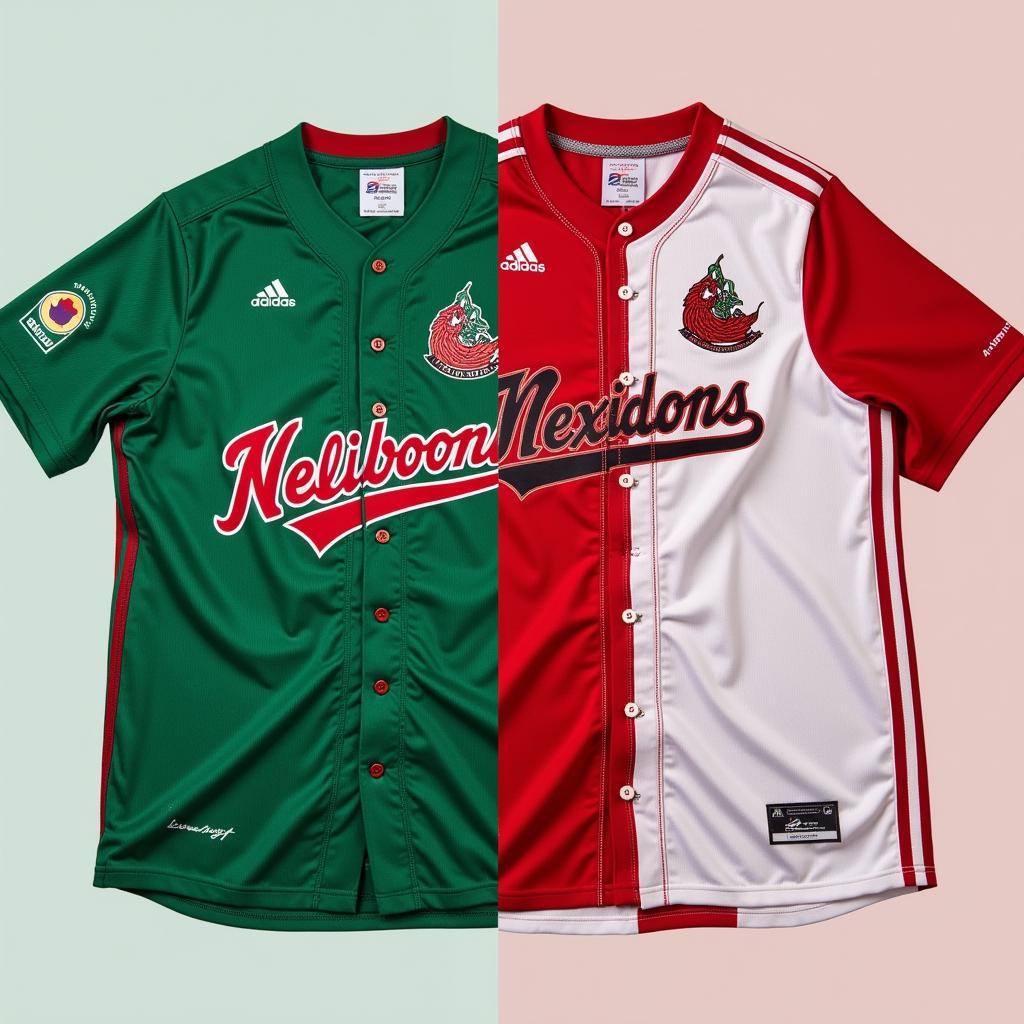 Authentic and replica Mexico Diablos jerseys side-by-side