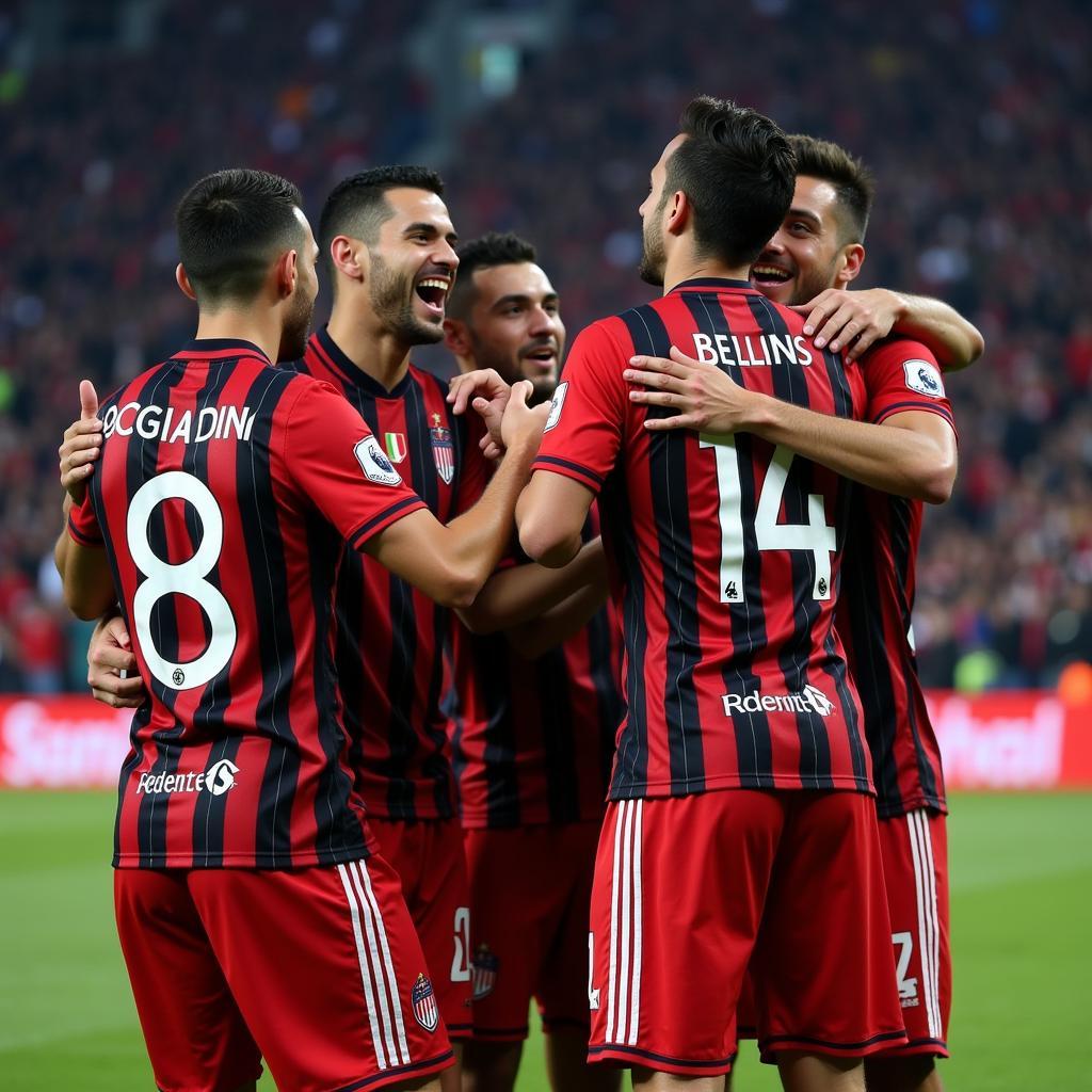 AC Milan Players Celebrating a Goal