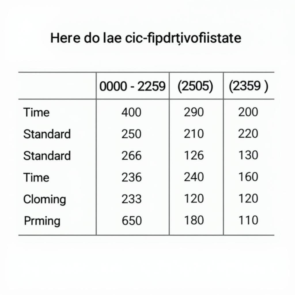 Military to Standard Time Conversion Chart