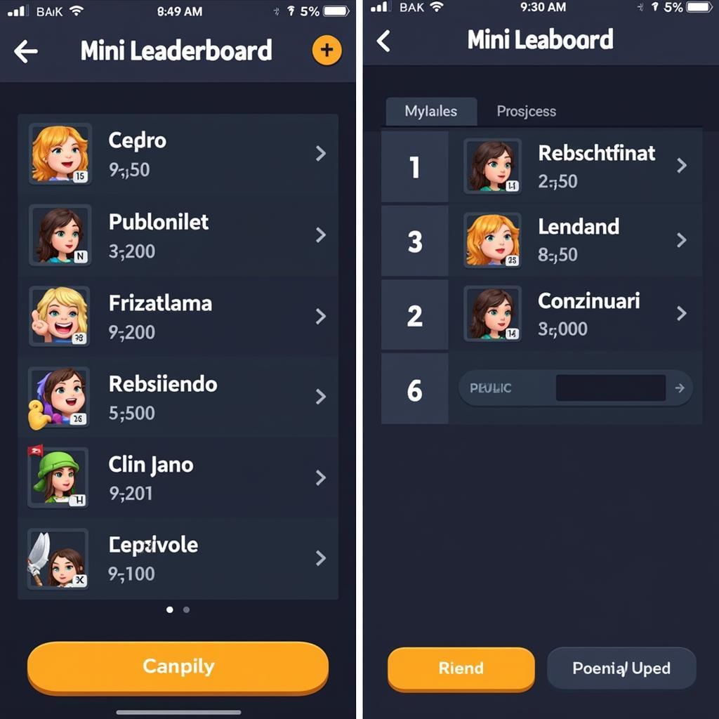 Mobile game mini leaderboard