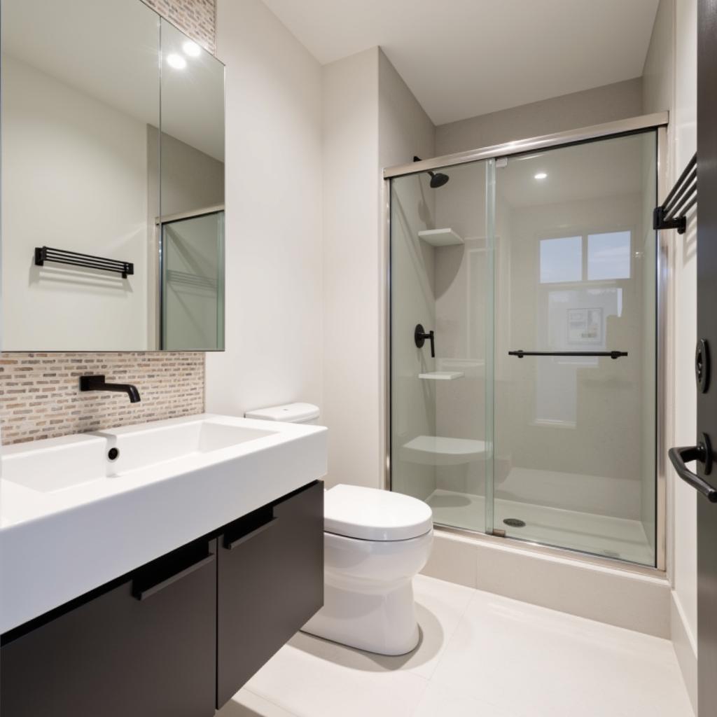 Modern Bathroom Kit with Vanity, Toilet, and Shower