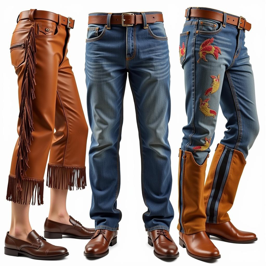 Different styles of boys chaps