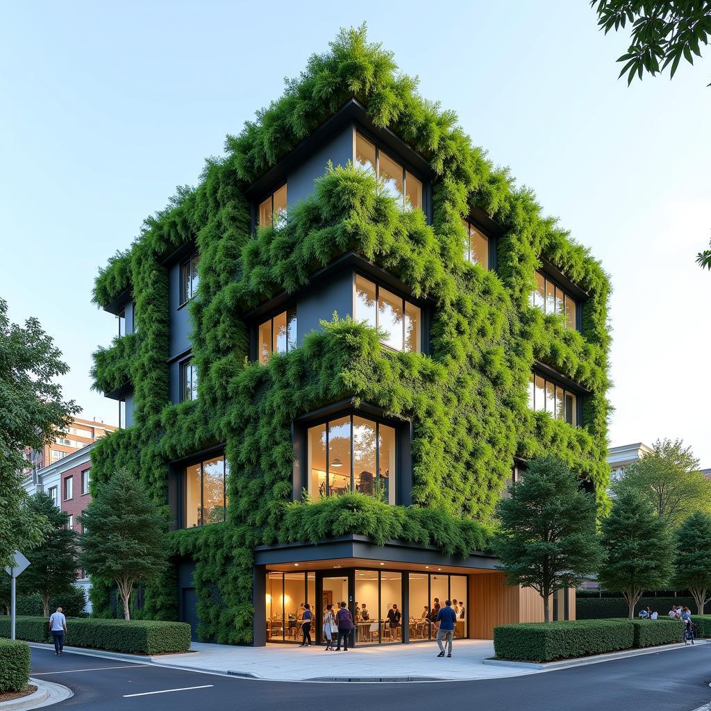 Modern Building with Integrated Green Wall