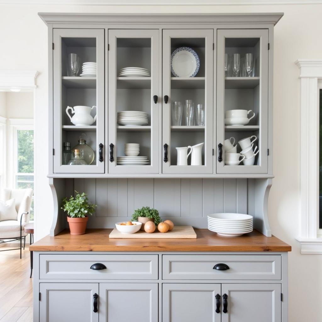  Modern Farmhouse Hutch with Glass Doors 