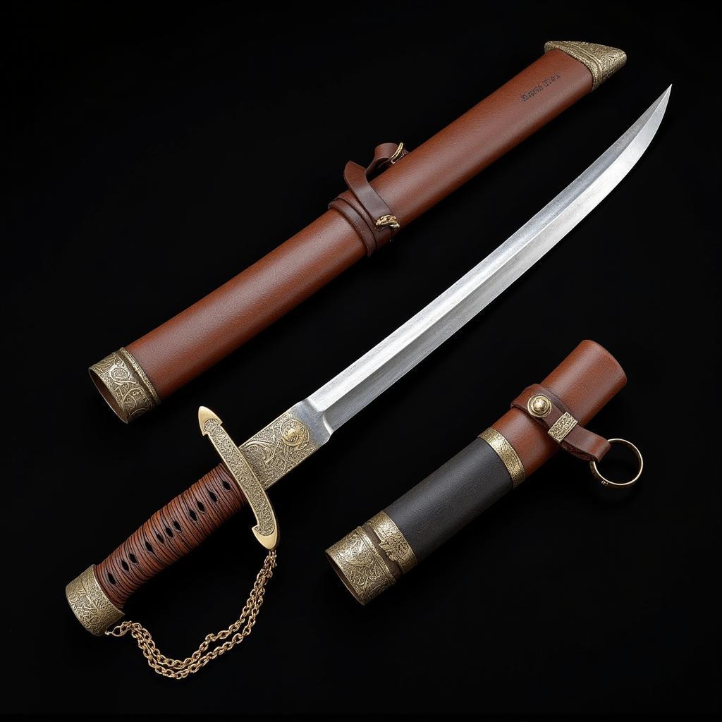 Display of a modern sawtooth saber replica